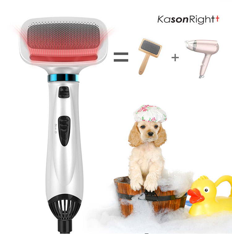 300W Bärbar Cat Dog Slicker Brush 2 i 1 Djurhårtork, Lågt buller Husdjursvård Hårtork och borste